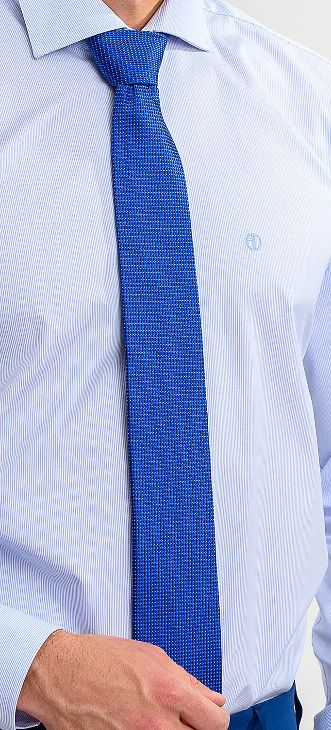 Alain Delon camicia bianca slim fit a righe blu