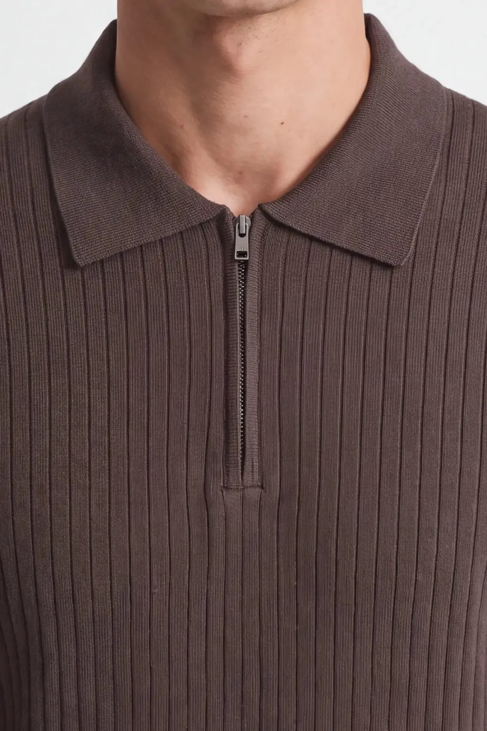 Sonny Bono Maglia Costina Polo Mezza Zip Tortora