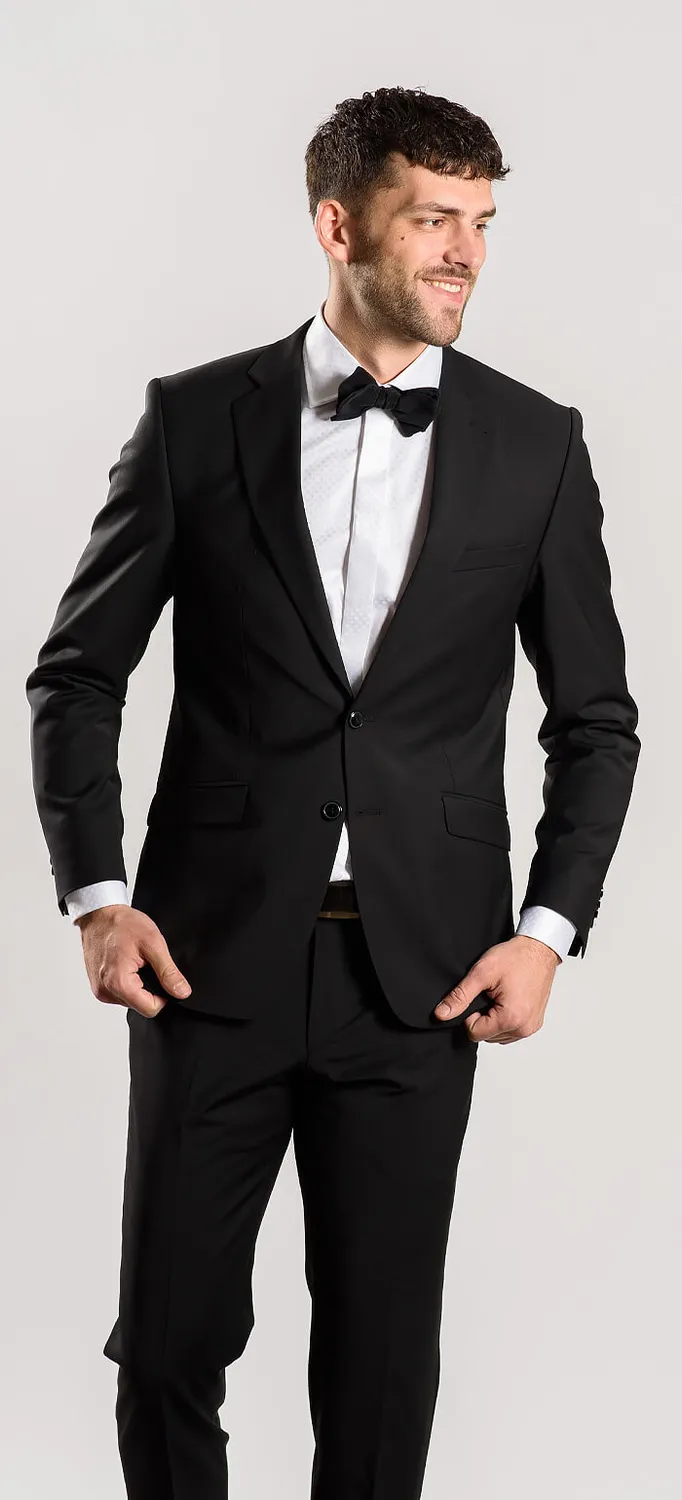Alain Delon Abito Nero Slim Fit Antipiega