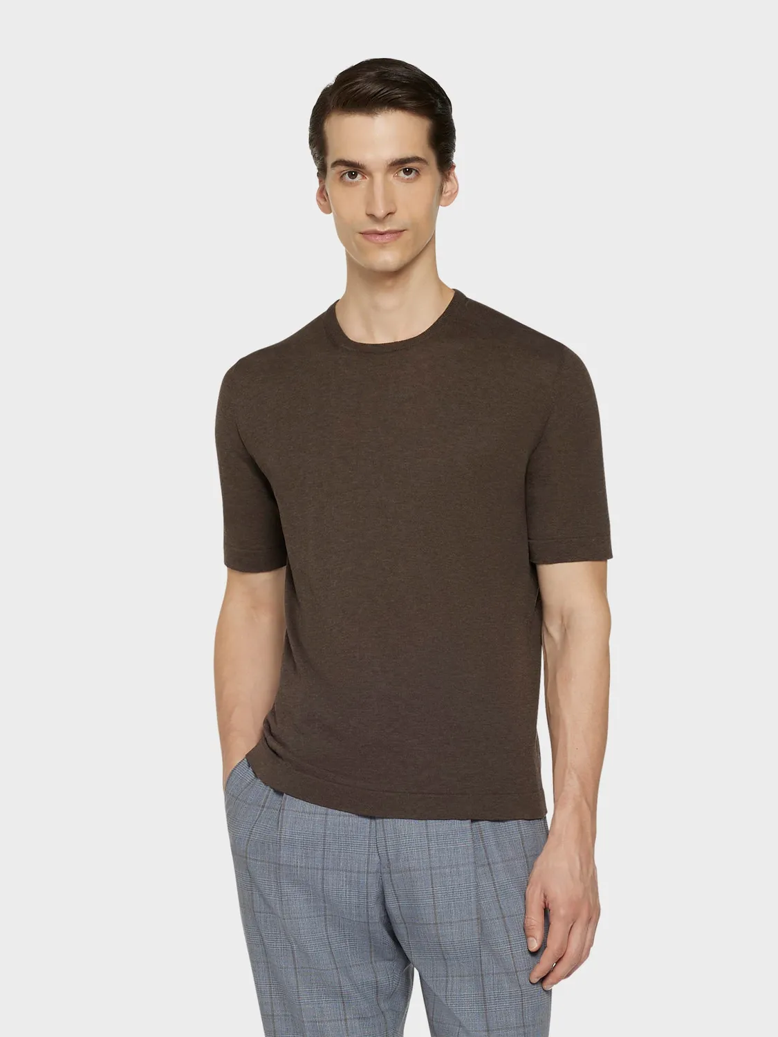 Caruso maglia maniche corte marrone cotone
