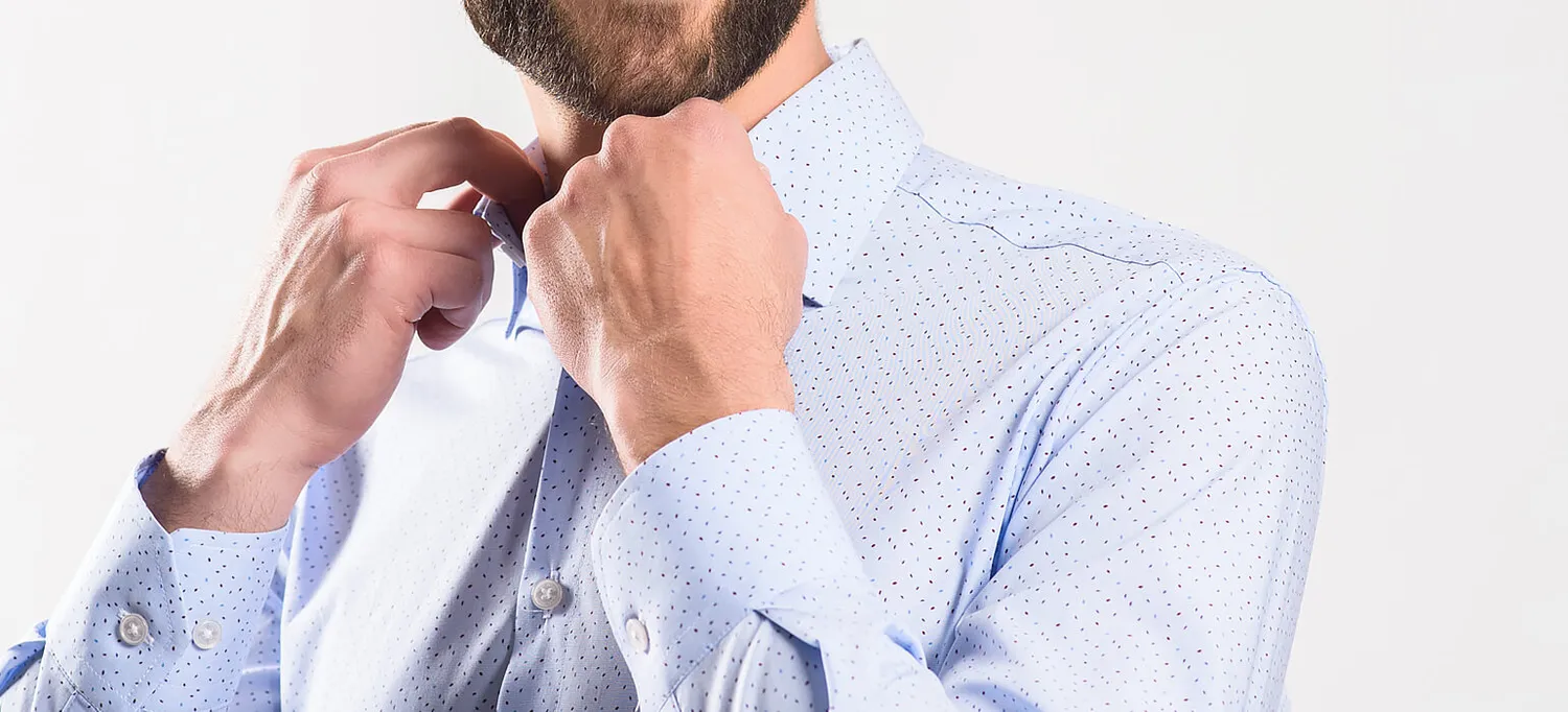 Alain Delon camicia Classic Fit azzurra pois collo 45