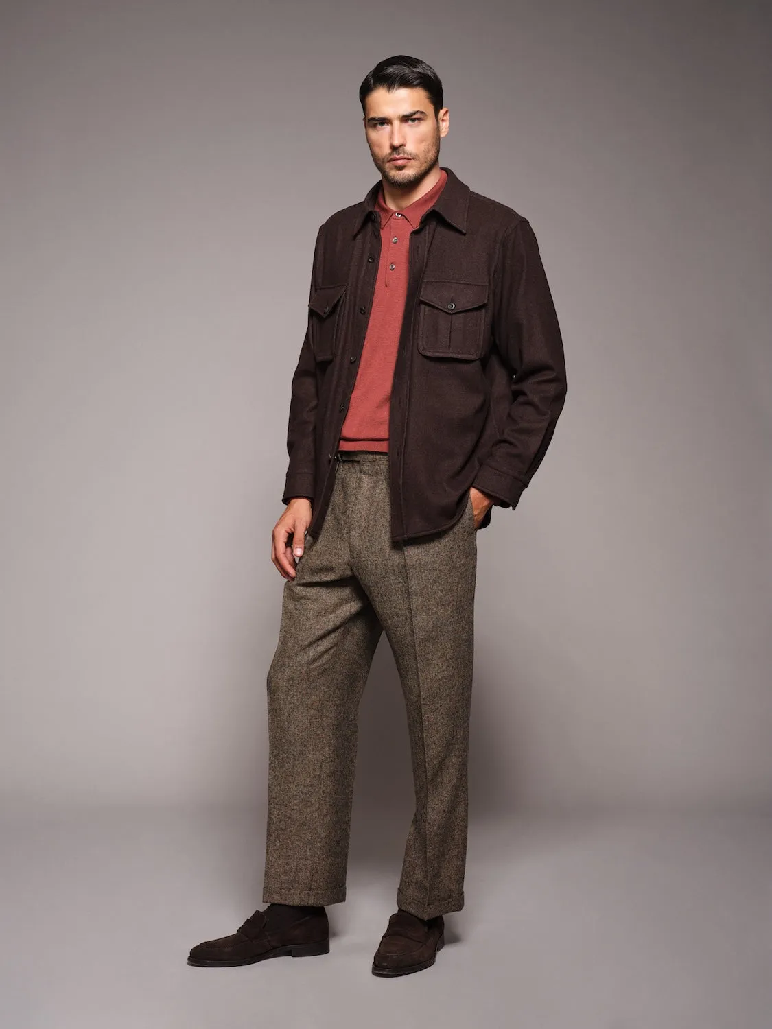 Caruso polo maniche lunghe lana seta cashmere rossa