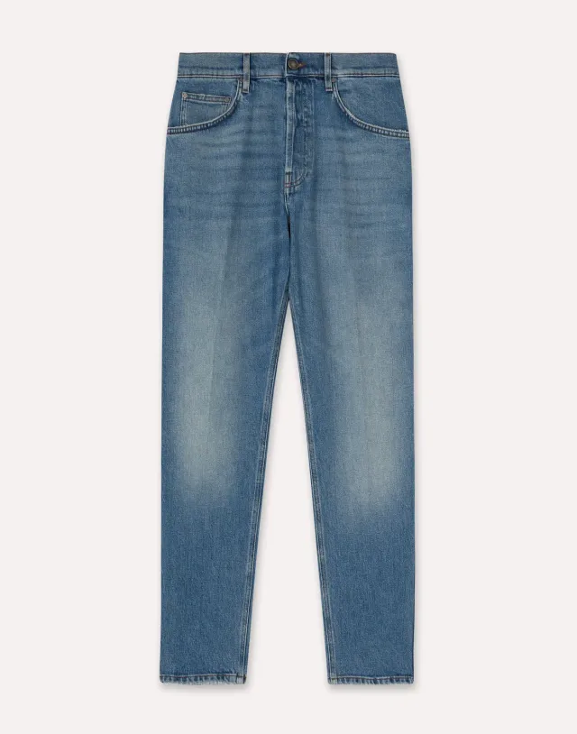 Lardini Jeans Blu Denim Uomo Carrot Fit Stretch