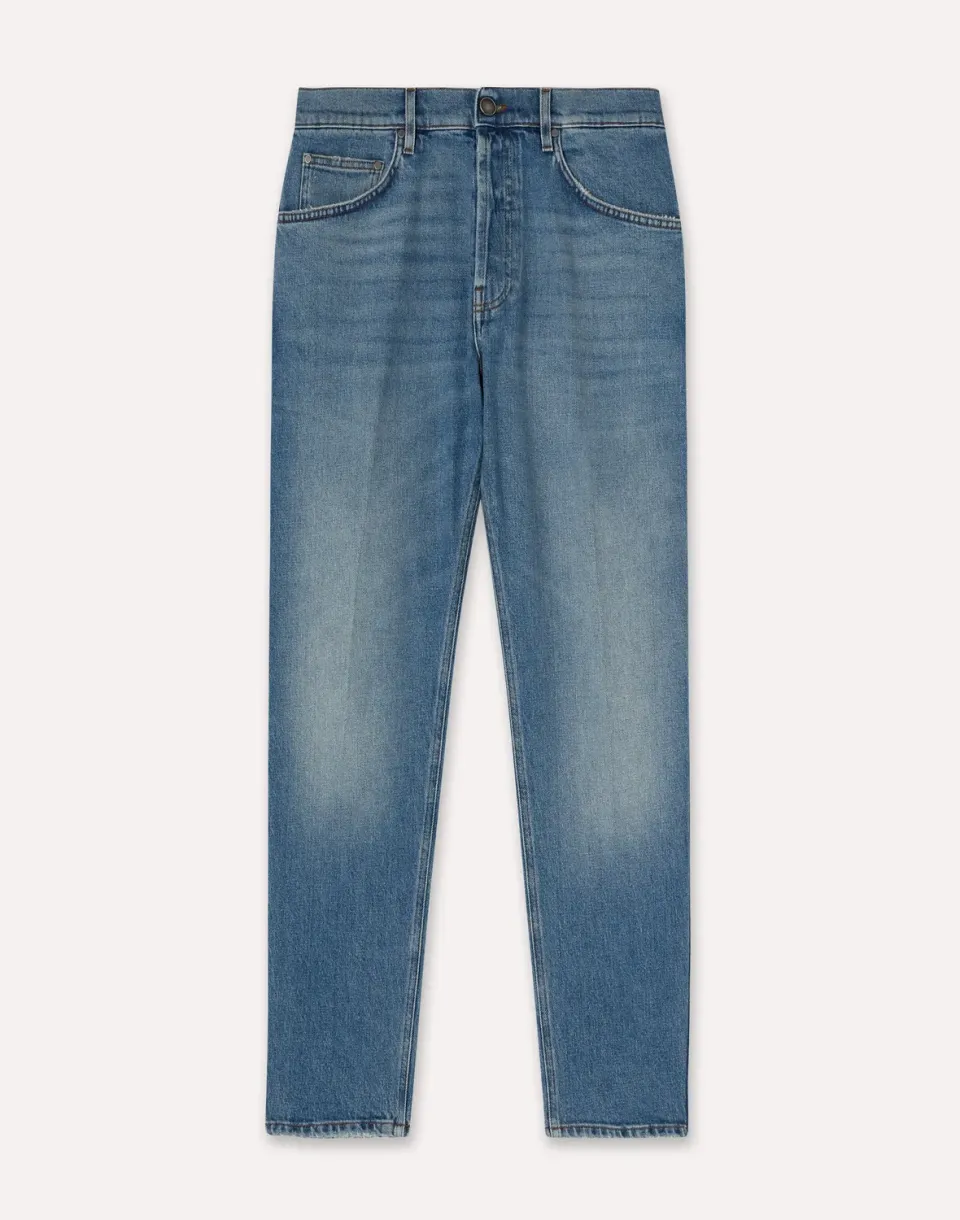Lardini Jeans Blu Denim Uomo Carrot Fit Stretch