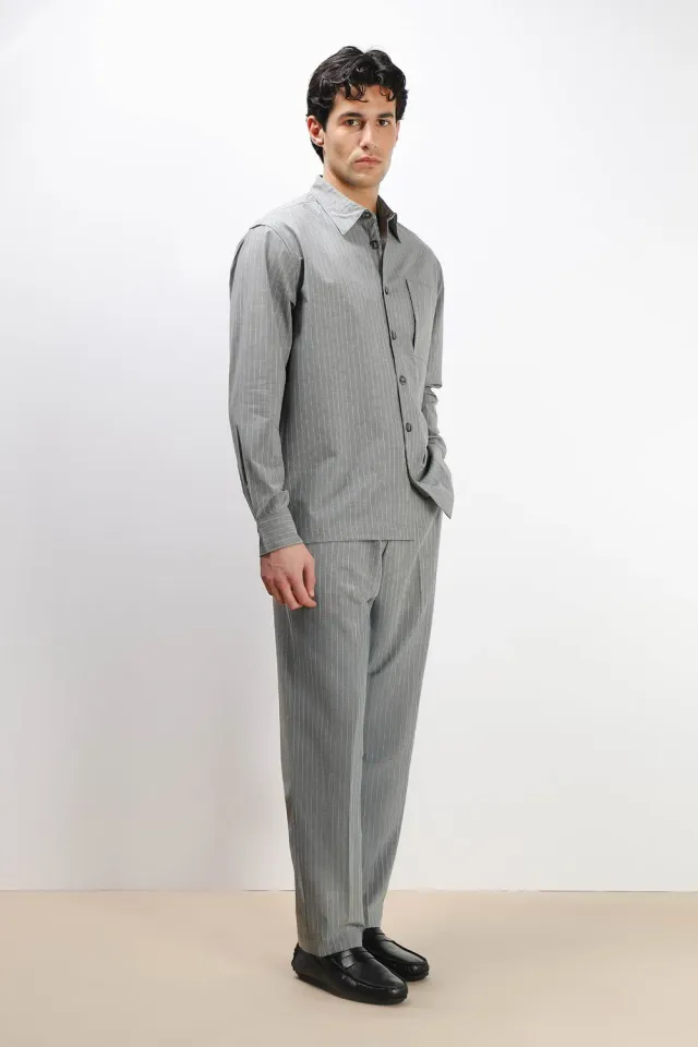Sonny Bono pantalone fantasia a righe con cintura grigio