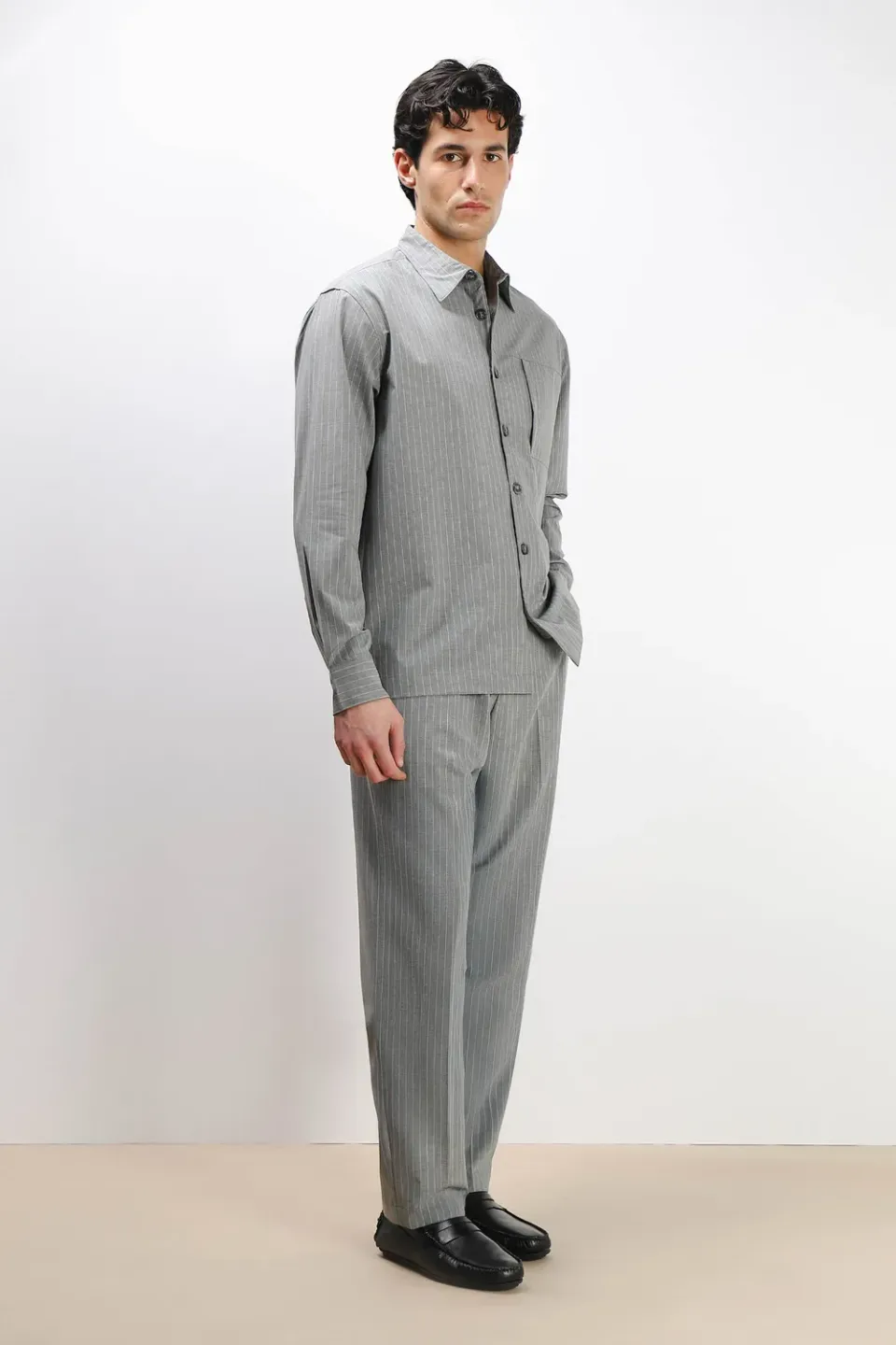 Sonny Bono pantalone fantasia a righe con cintura grigio