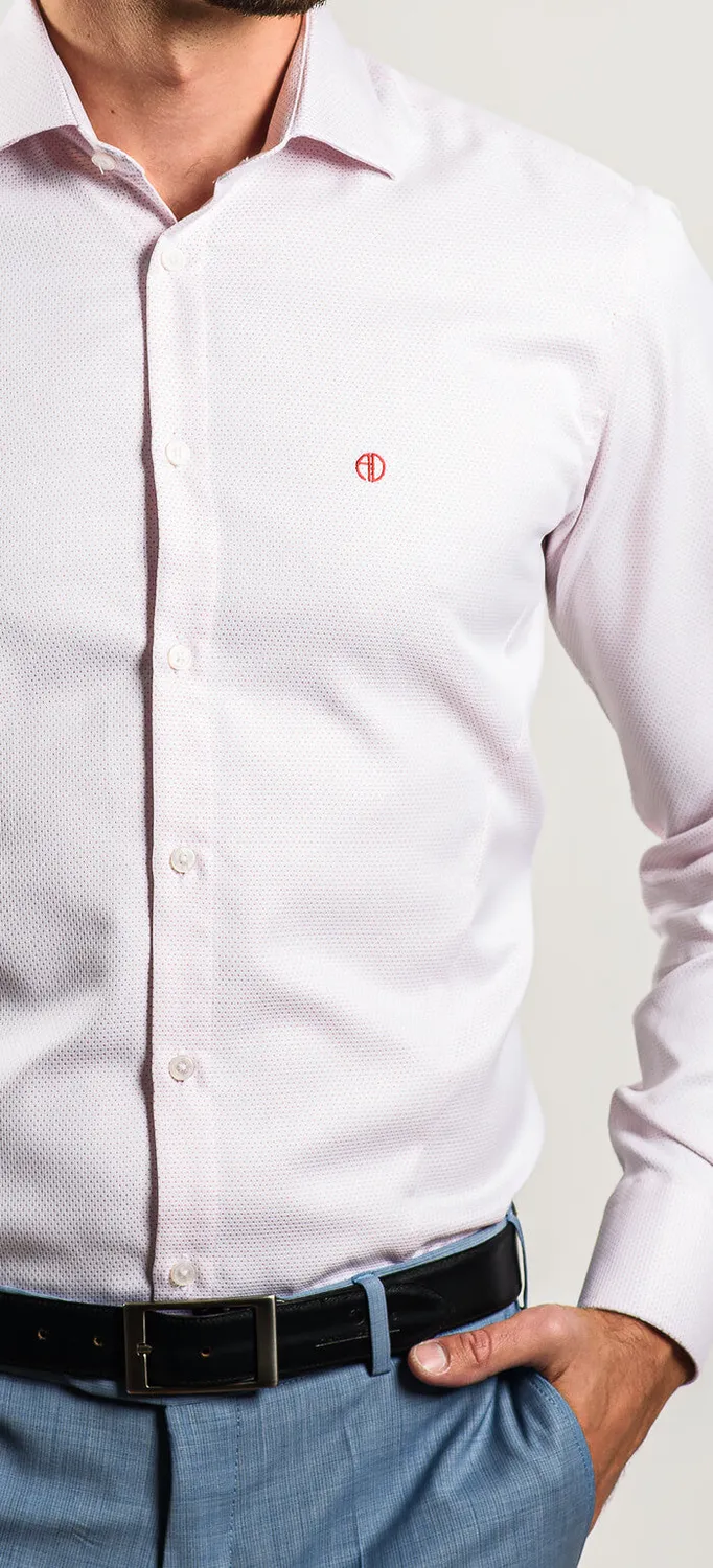 Alain Delon camicia bianca extra slim pois rossi cotone