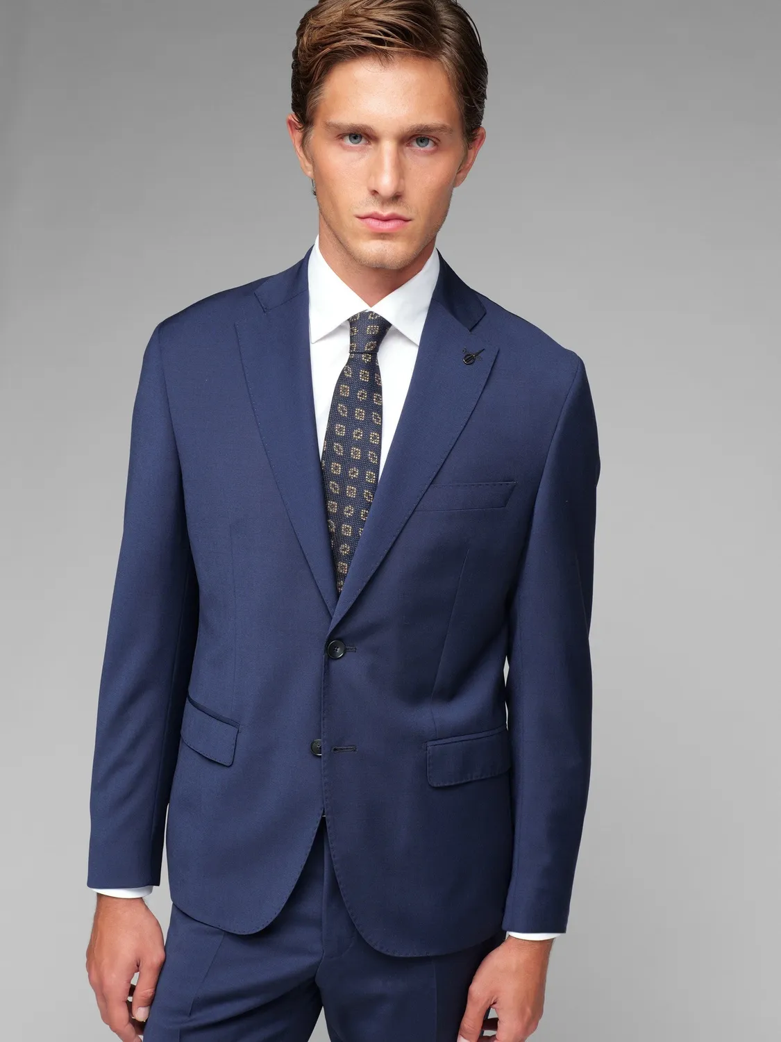 Paoloni Abito Lana Stretch Blu Slim Drop 7