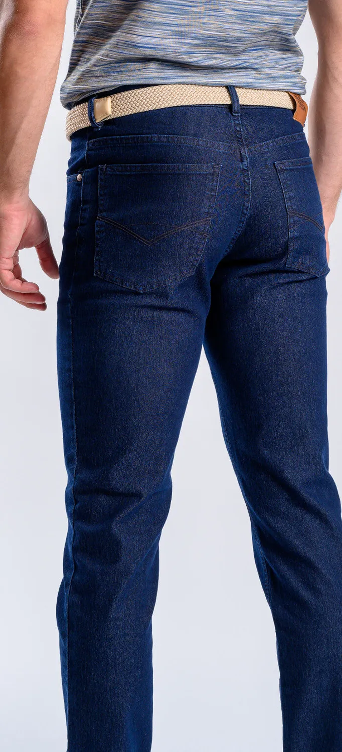 Alain Delon jeans dritti blu scuro cotone elasticizzato