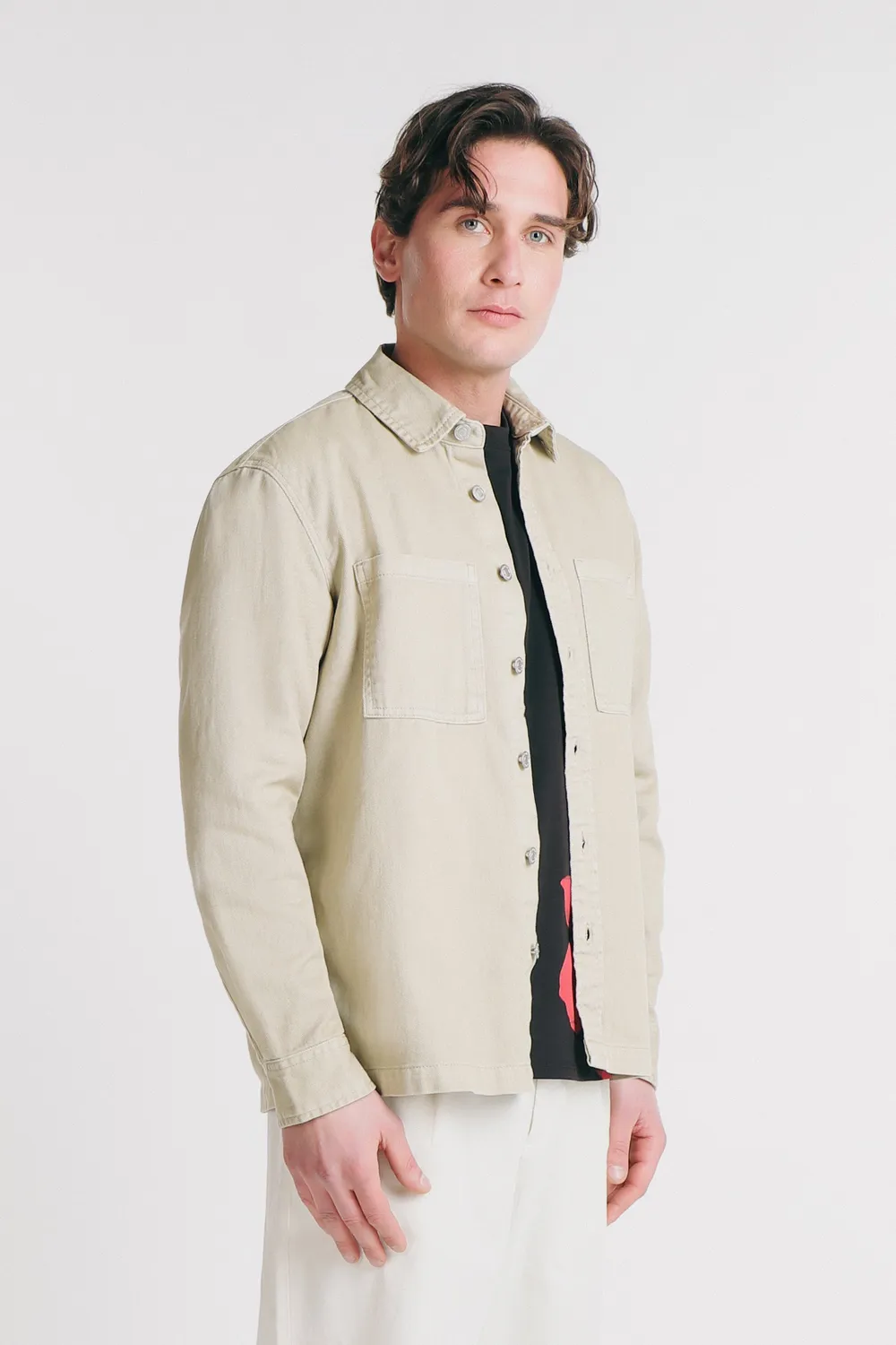 Sonny Bono Overshirt Cotone Beige Giacca Mezza Stagione