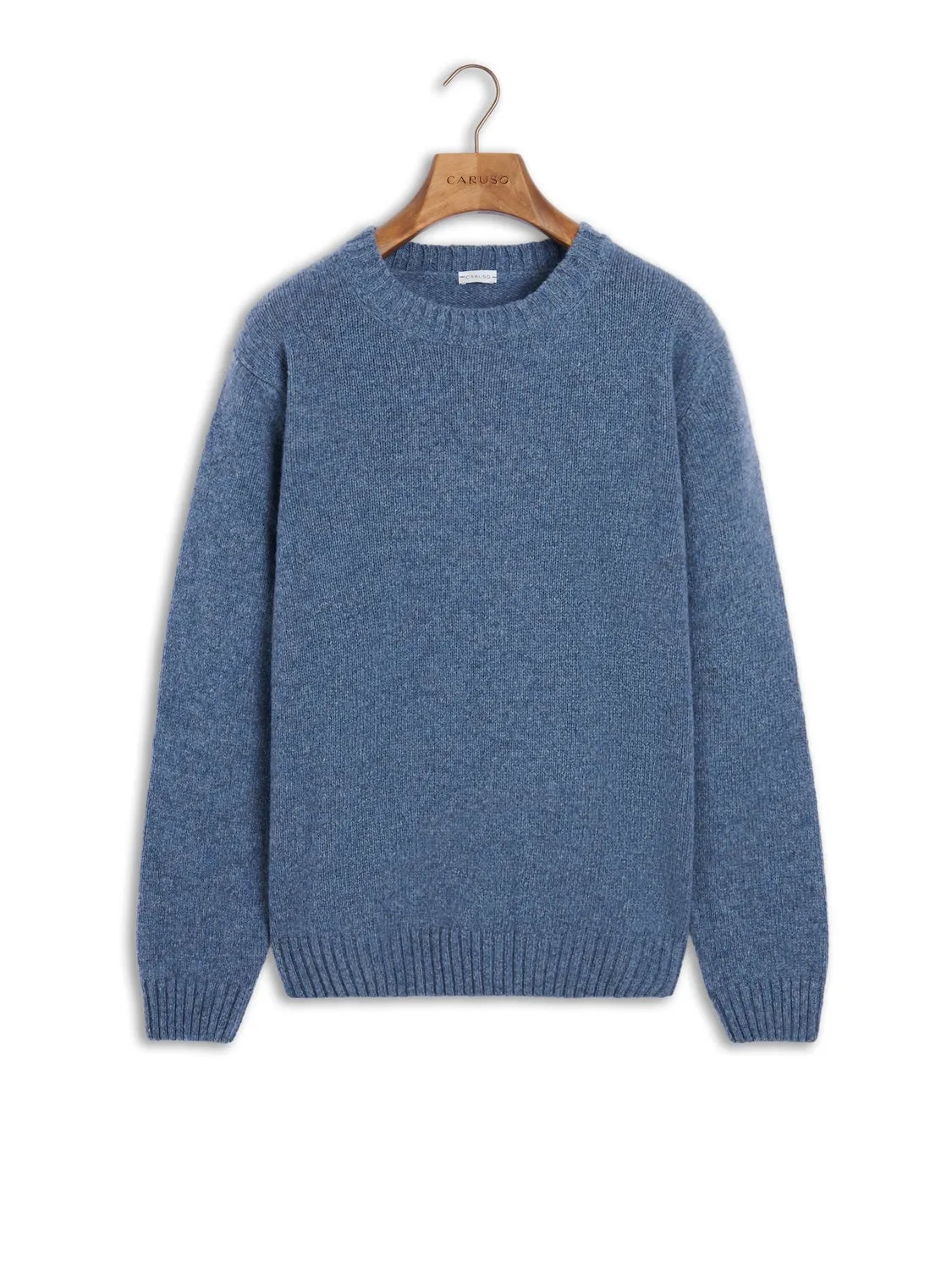 Caruso maglia girocollo lana Shetland azzurra uomo