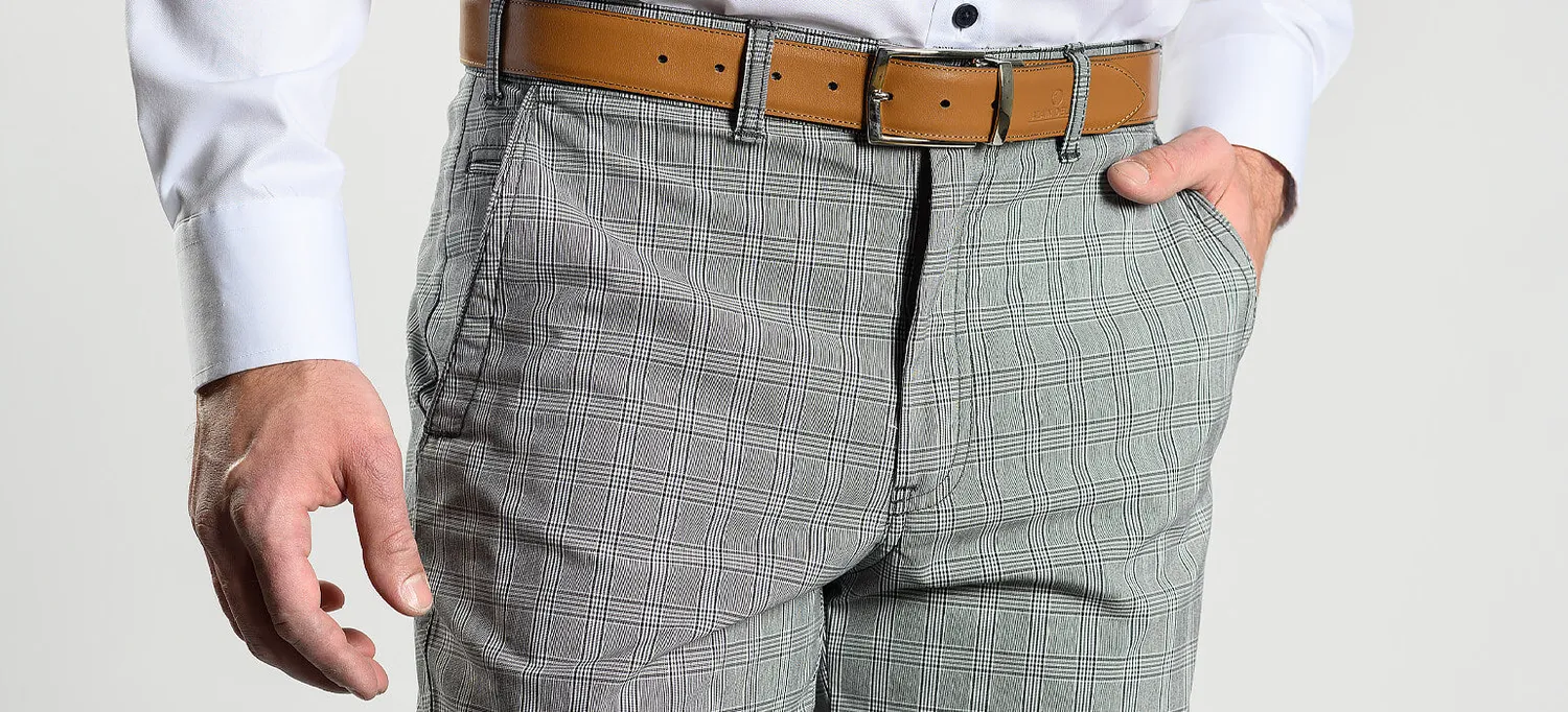 Alain Delon Slim Fit pantalone quadri grigio marrone