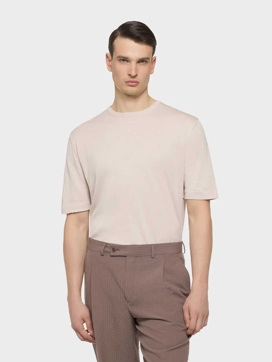 Caruso Butterfly T-shirt seta cotone panna uomo