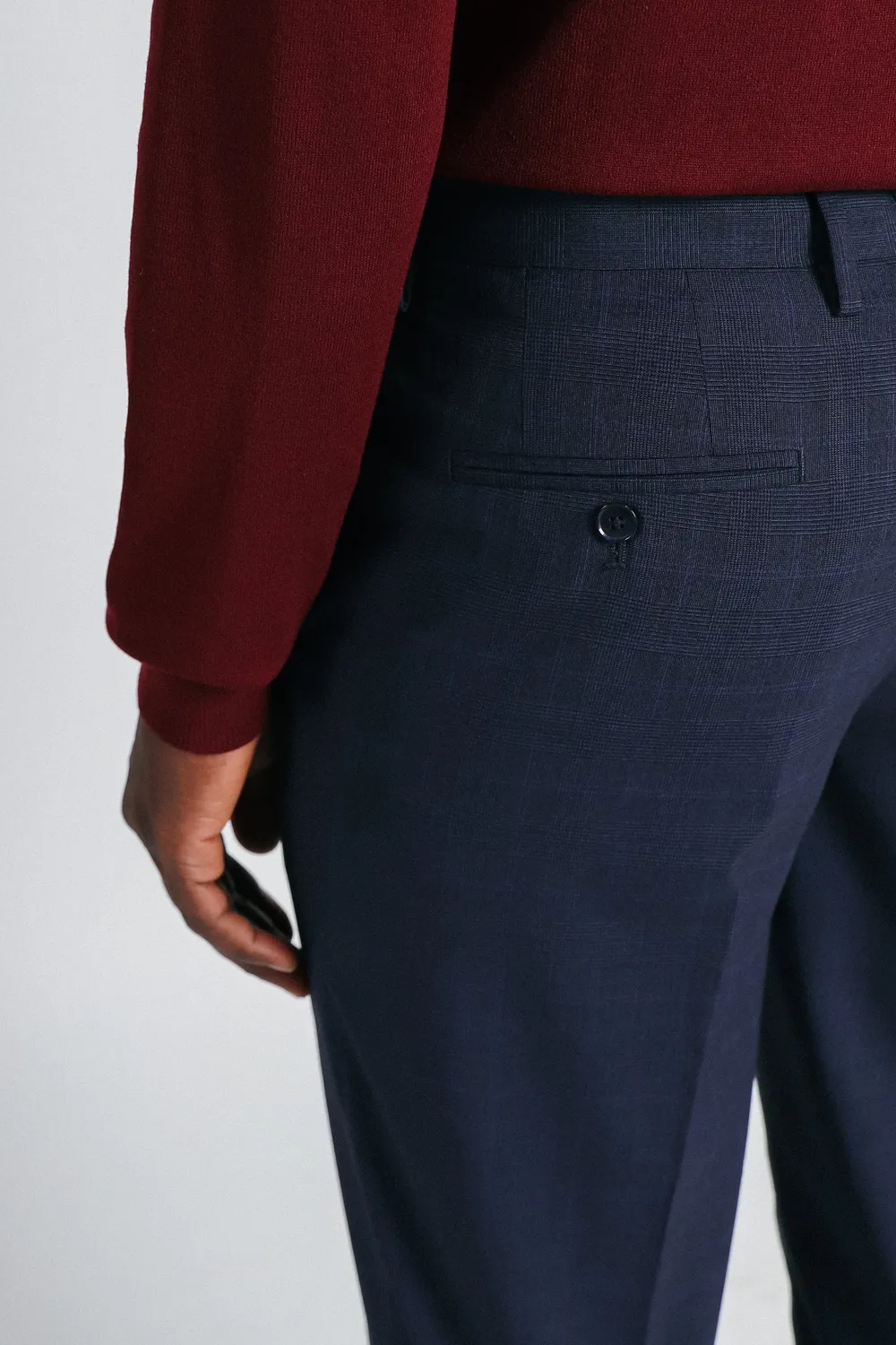 Sonny Bono pantalone da abito quadri bleu comfort fit