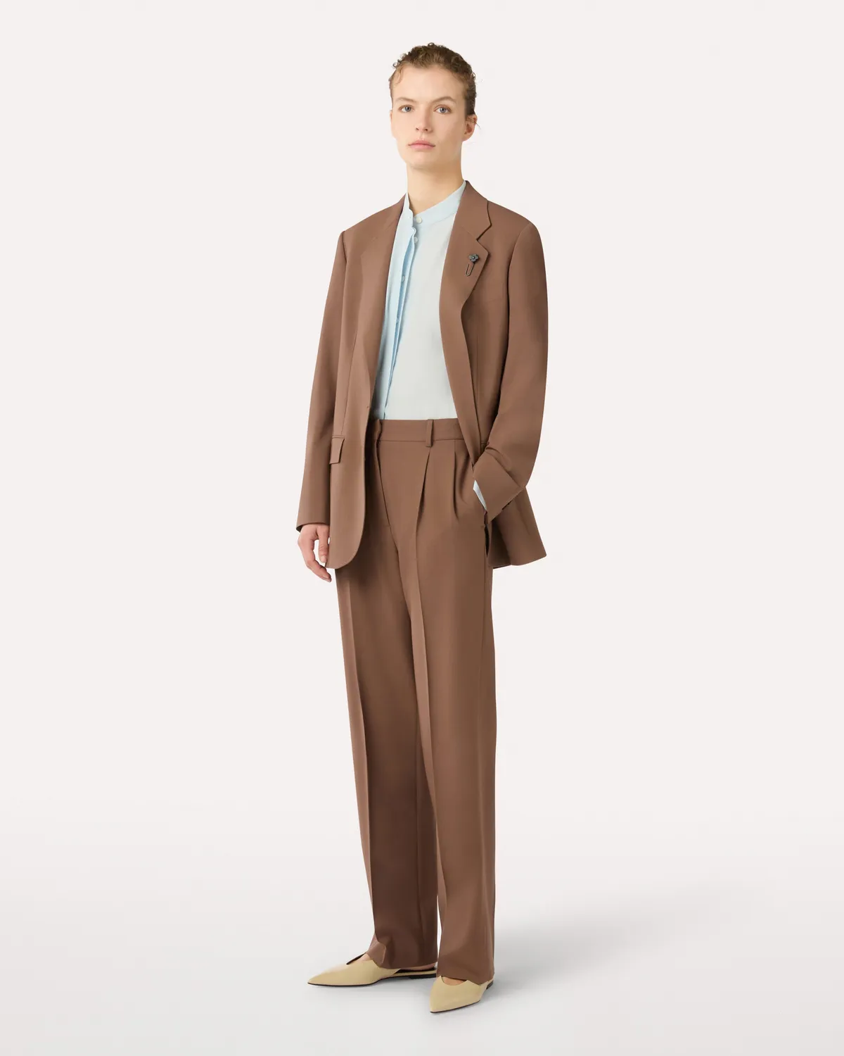 Lardini Blazer Monopetto Marrone Lana Stretch