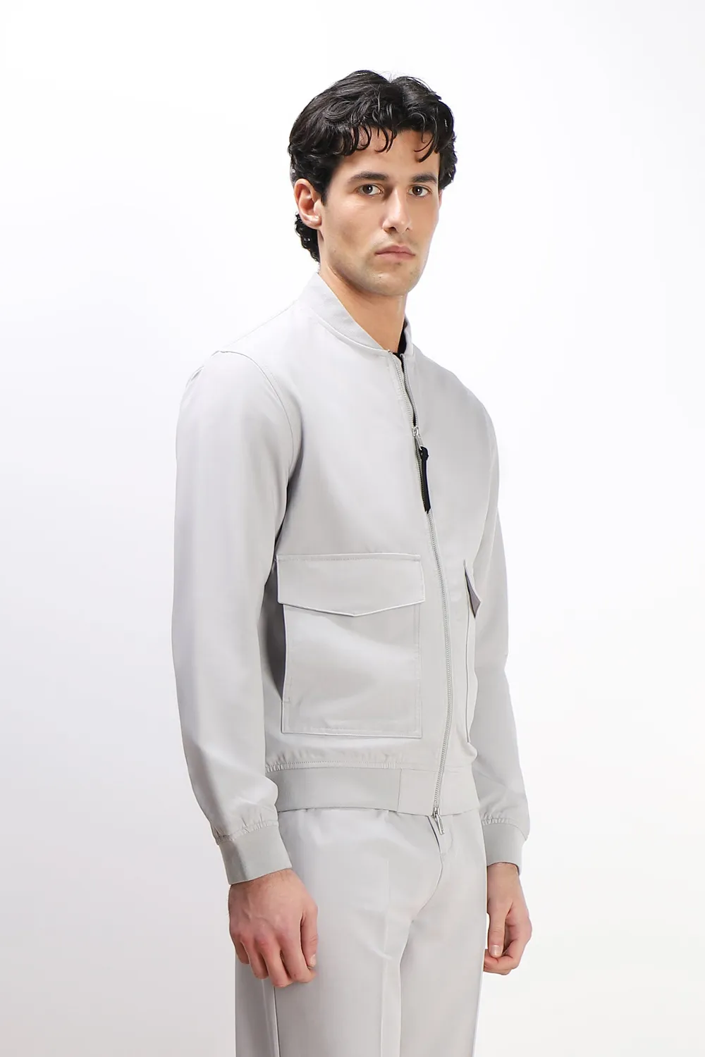 Sonny Bono bomber doppia tasca grigio ghiaccio leggero