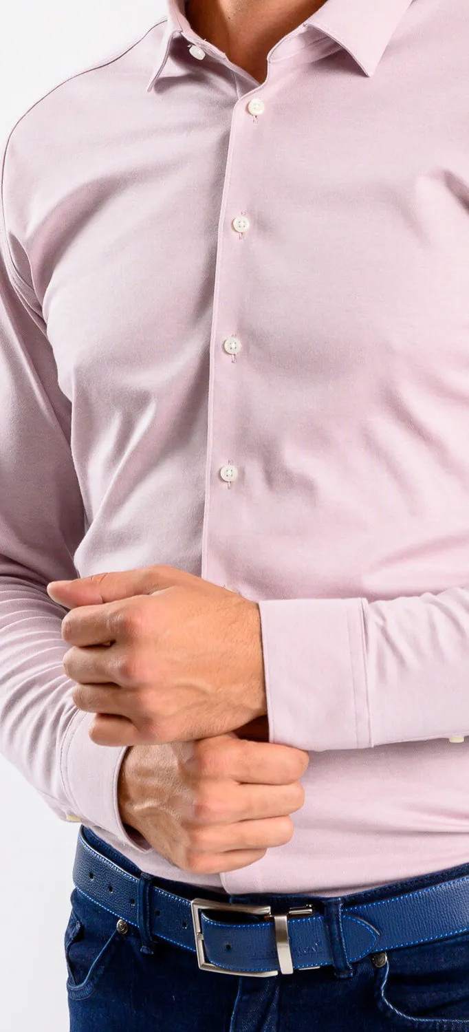 Alain Delon camicia Extra Slim rosa jersey antipiega