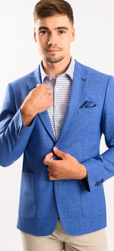 Alain Delon Blazer Blu Royal Lino Lana XL Semifoderato