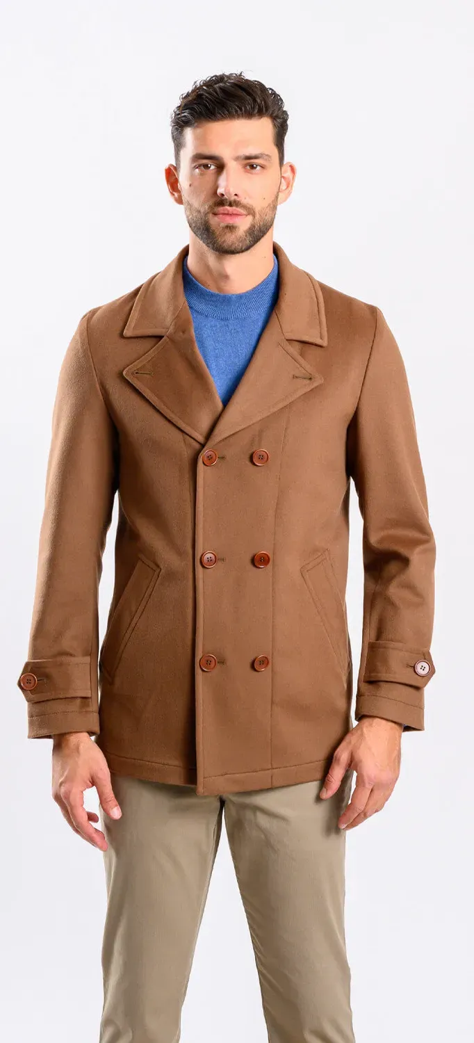 Alain Delon cappotto corto marrone lana doppiopetto