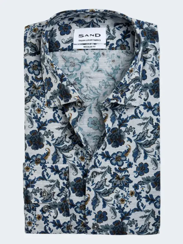 Sand Menswear Camicia Regular 8399 Cotone Melange Stampata