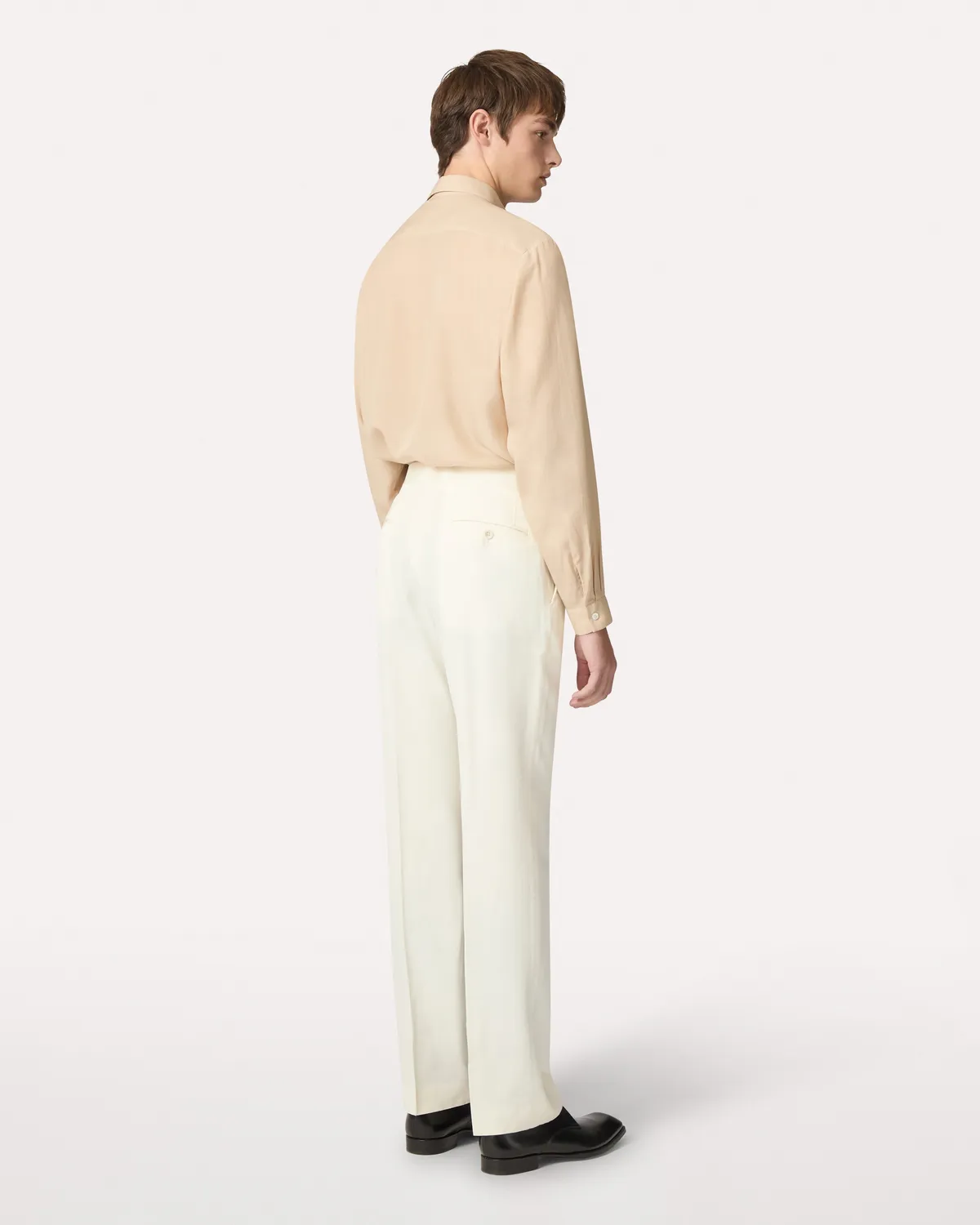 Lardini Pantalone EcoVero viscosa seta panna senza pinces