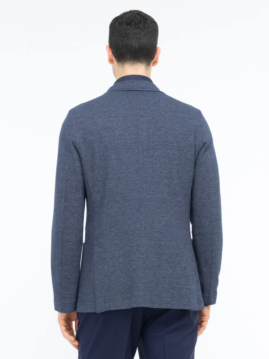 Paoloni Giacca maglia doppiopetto cotone melange blu