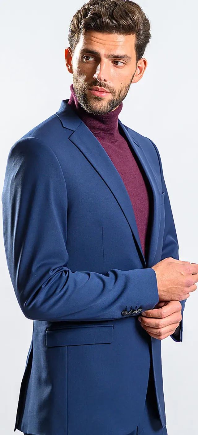 Alain Delon abito slim fit blu navy elasticizzato