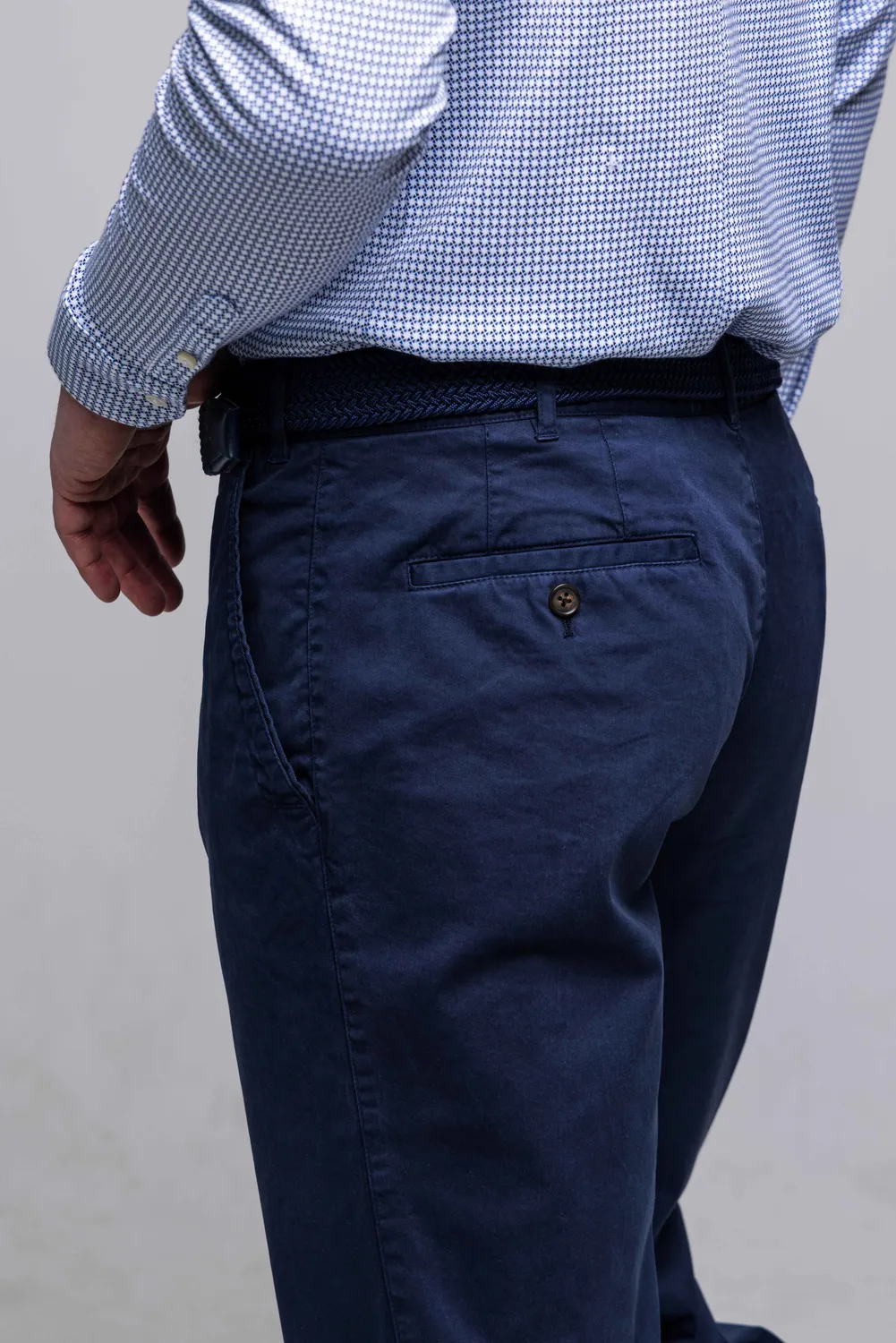 Alain Delon Pantaloni Chinos Blu Cotone Stretch