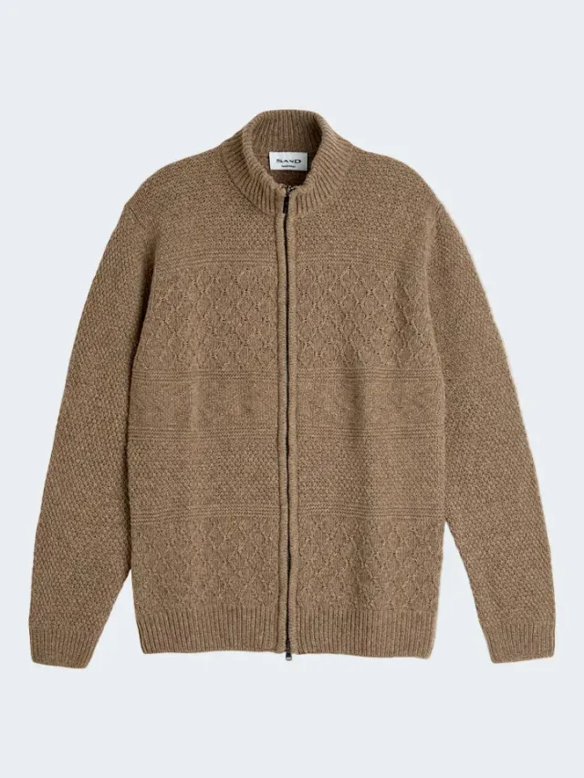 Sand 5698 Ingram maglione zip collo alto camel chiaro