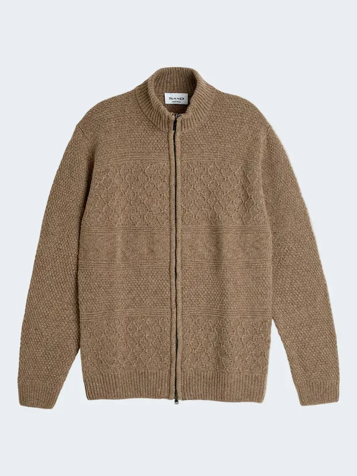 Sand 5698 Ingram maglione zip collo alto camel chiaro