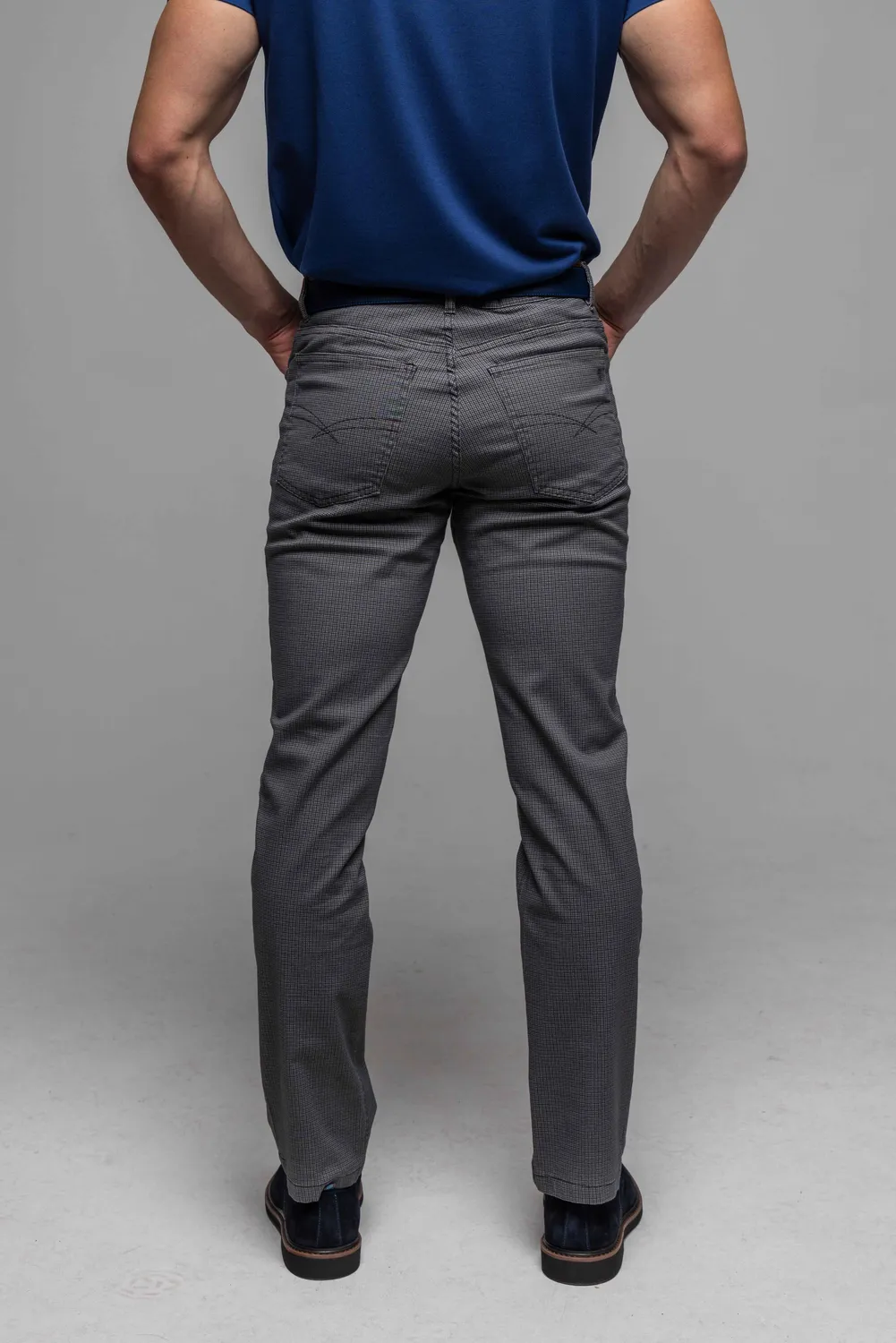 Alain Delon pantaloni casual pied-de-poule marrone grigio