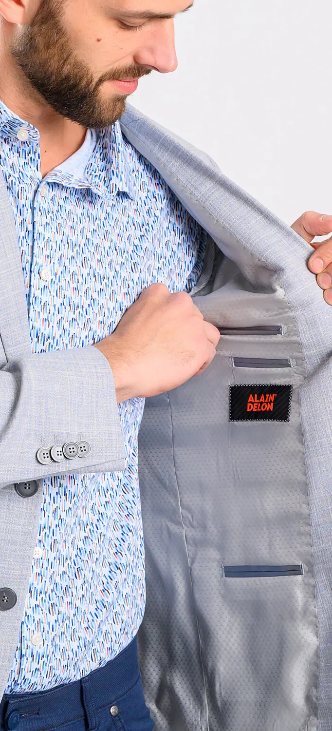 Alain Delon giacca leggera grigia slim fit lana lino