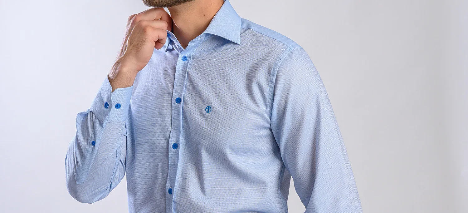Alain Delon Extra Slim Fit camicia azzurra cotone