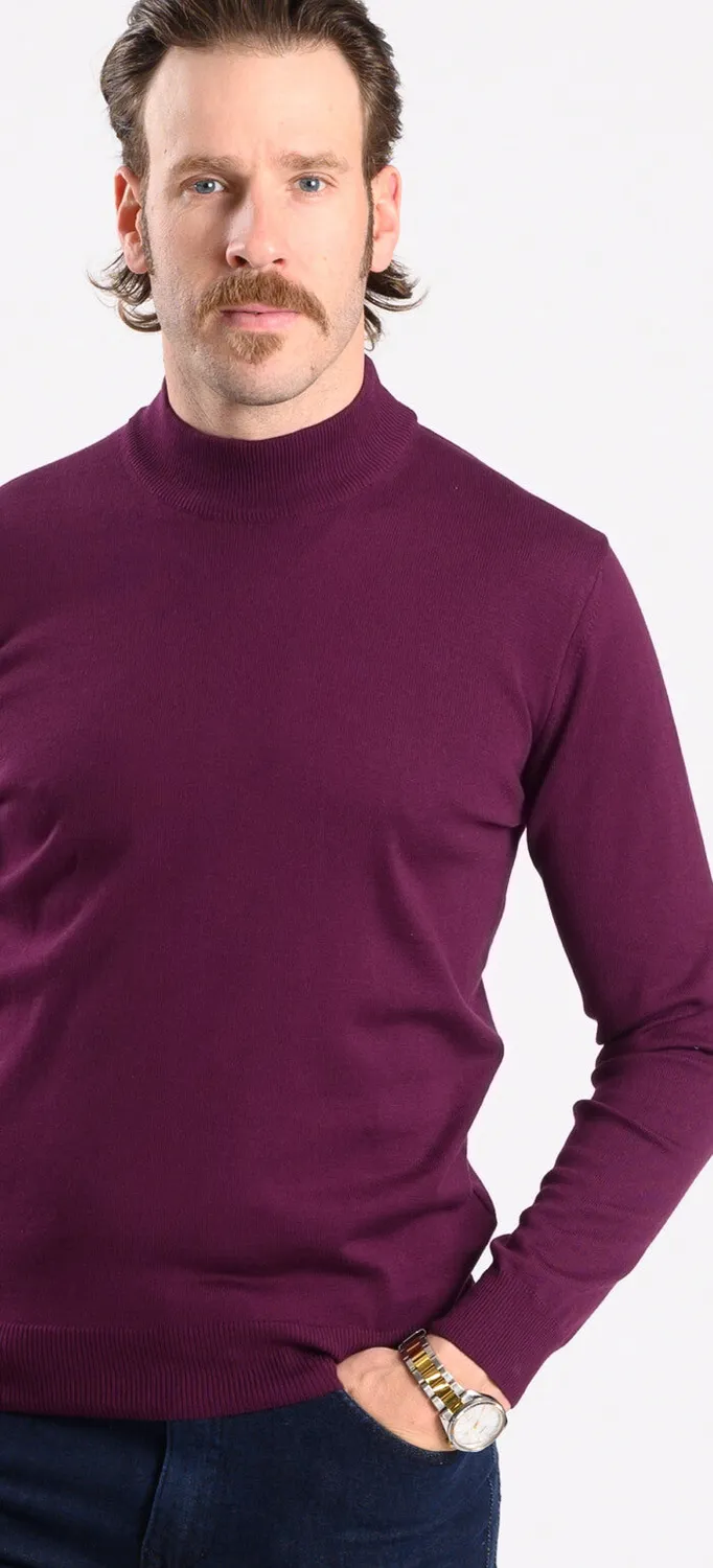 Alain Delon dolcevita cotone bordeaux collo basso