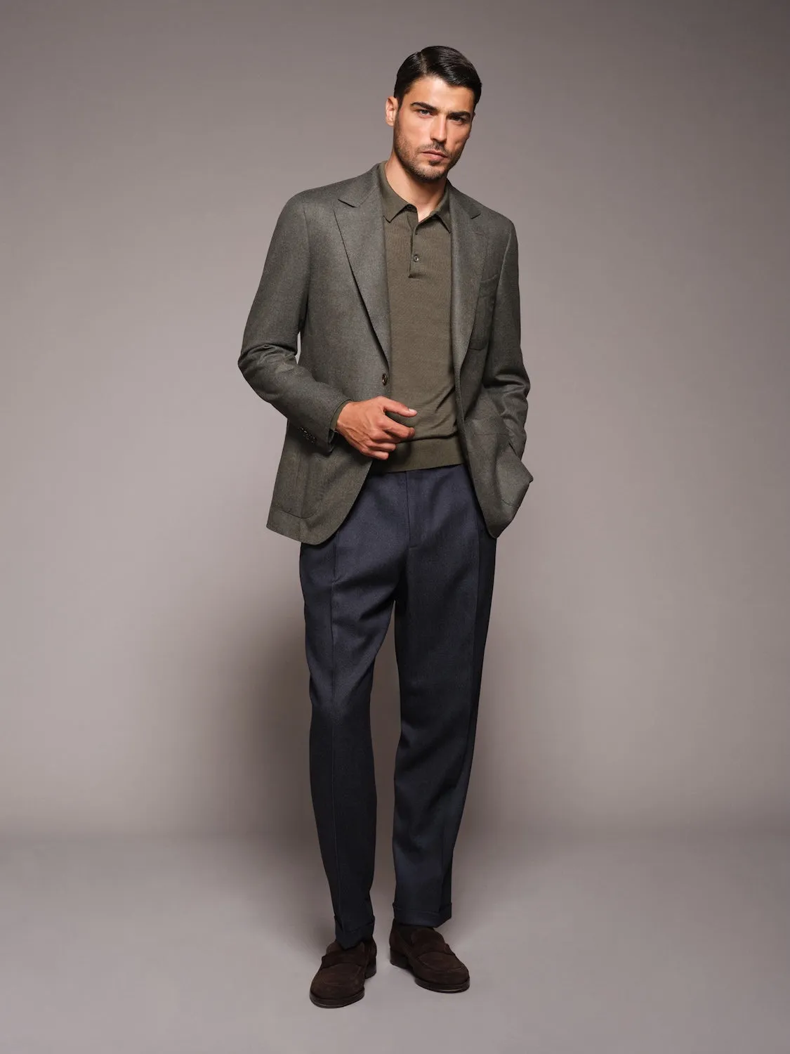 Caruso Butterfly polo lana seta cashmere verde