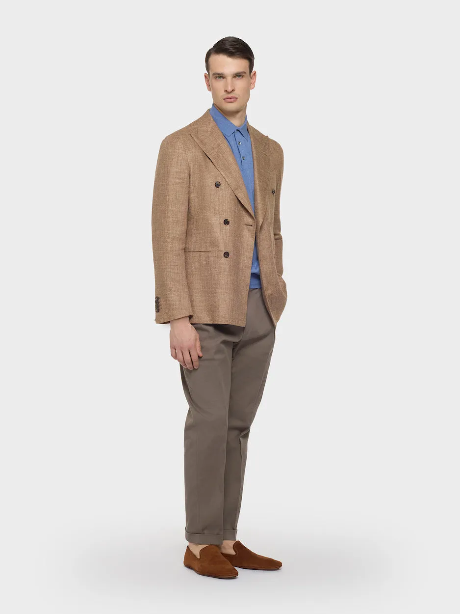 Caruso Norma pantalone carrot fit flanella lana beige