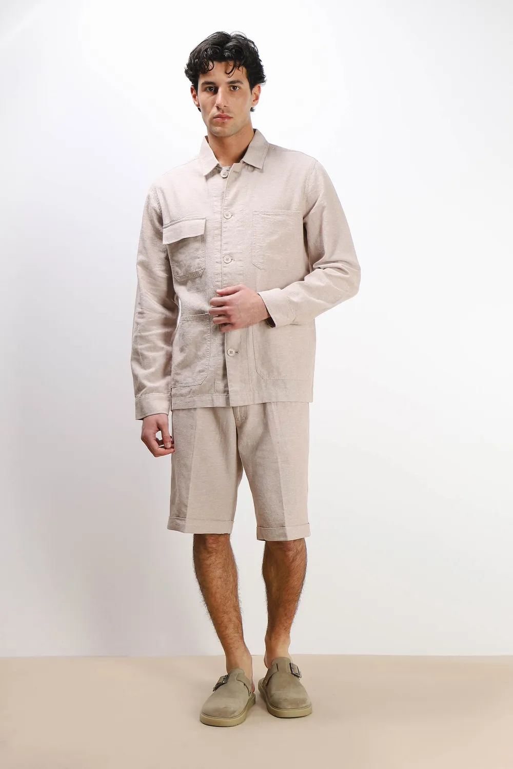 Sonny Bono Overshirt Misto Lino Sabbia traspirante