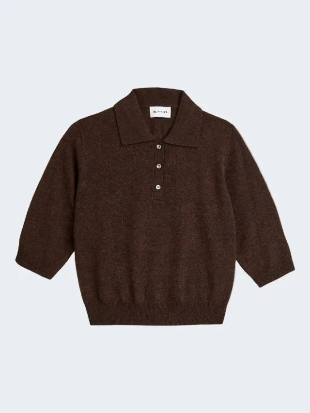 Sand Menswear Damir 5659 polo lana merino marrone donna