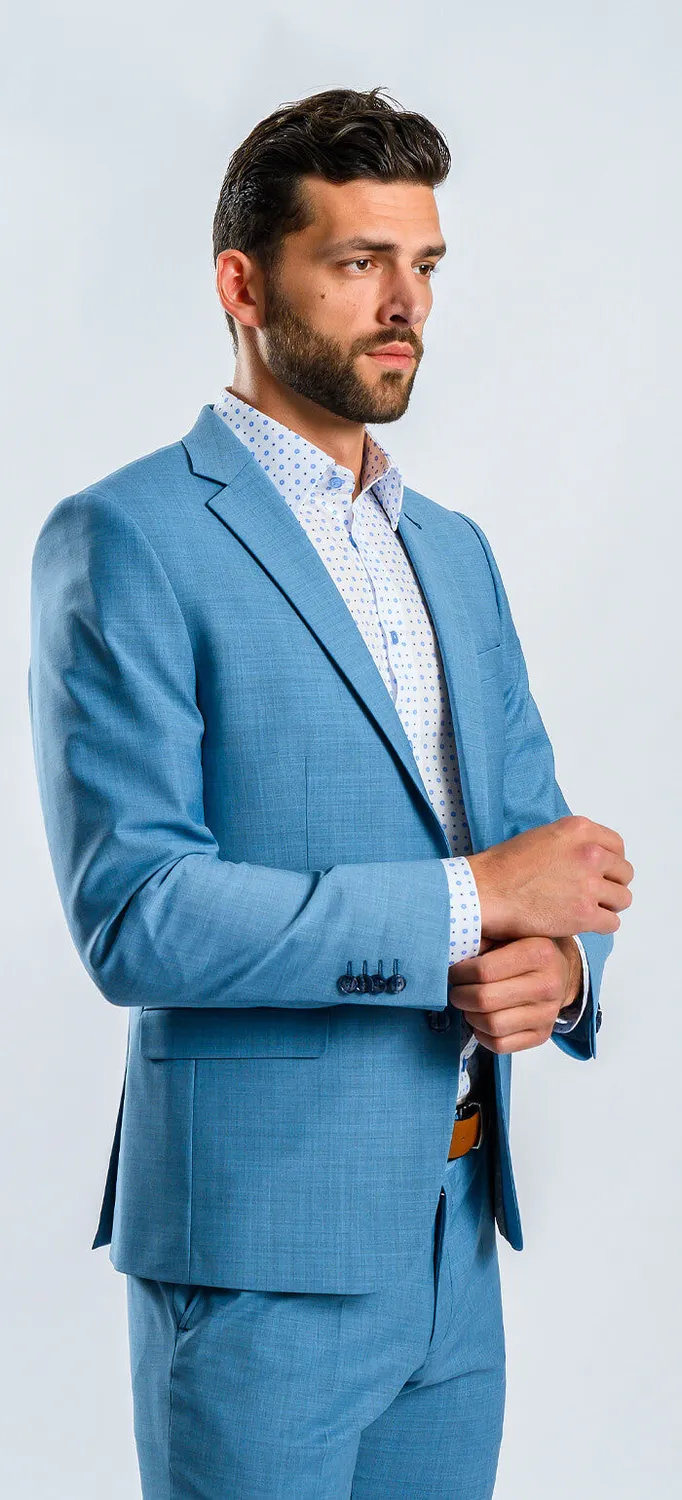 Alain Delon abito slim fit azzurro elasticizzato taglia 54
