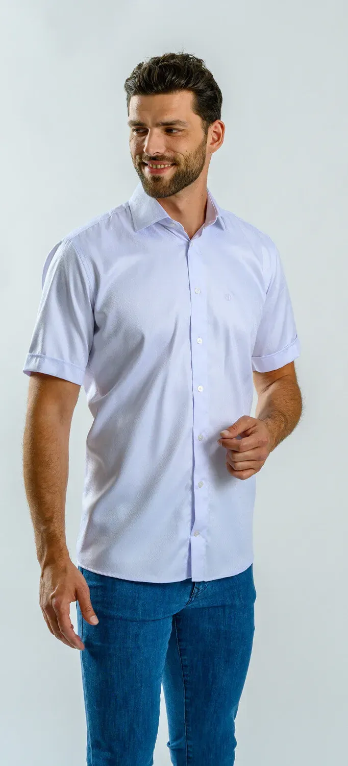 Alain Delon camicia bianca slim manica corta
