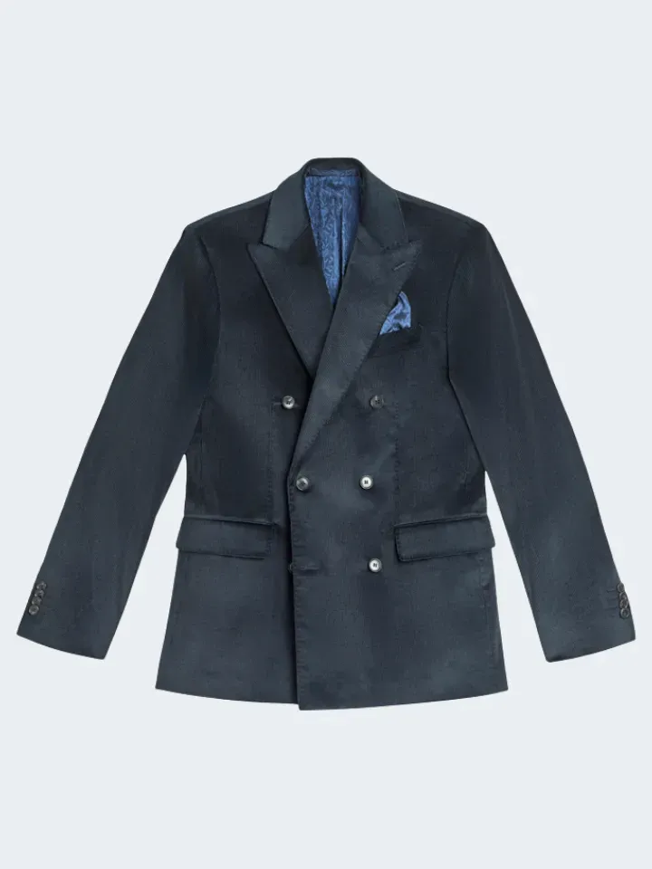 Sand Star blazer velluto doppiopetto blu navy elastic