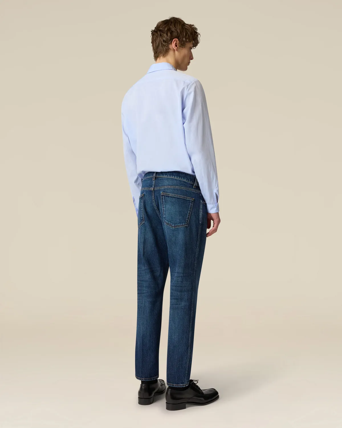 Lardini jeans blu scuro denim stretch carrot fit