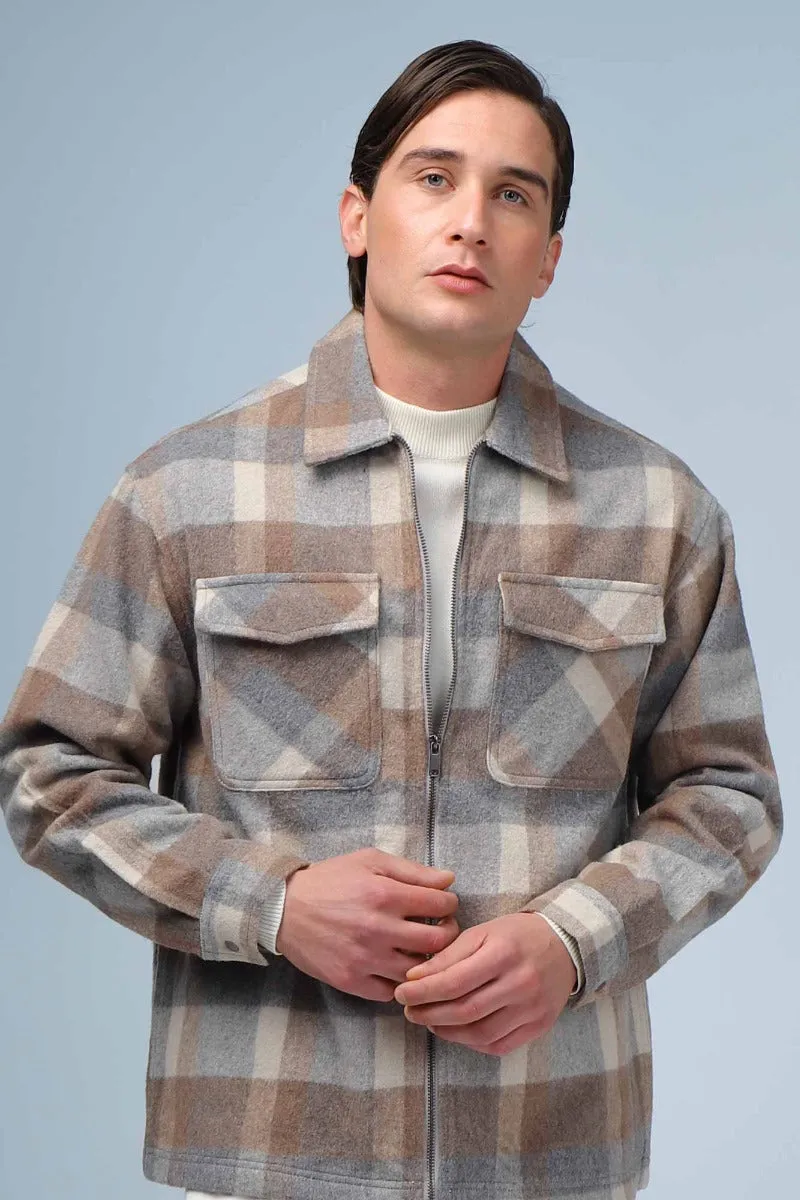 Sonny Bono Overshirt giubbotto a quadri beige