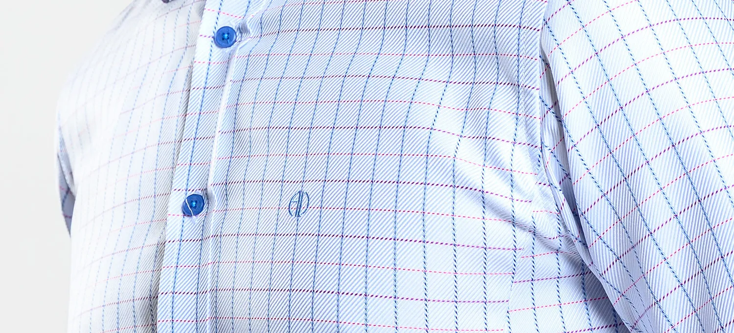 Alain Delon camicia quadri blu-rossi slim fit cotone