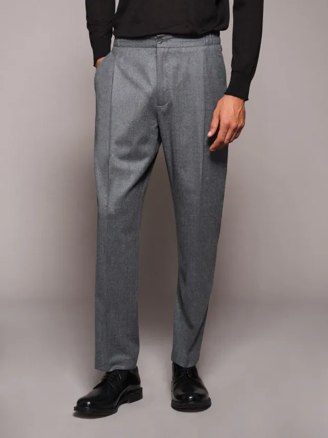 Caruso pantalone jogger fit flanella lana grigio