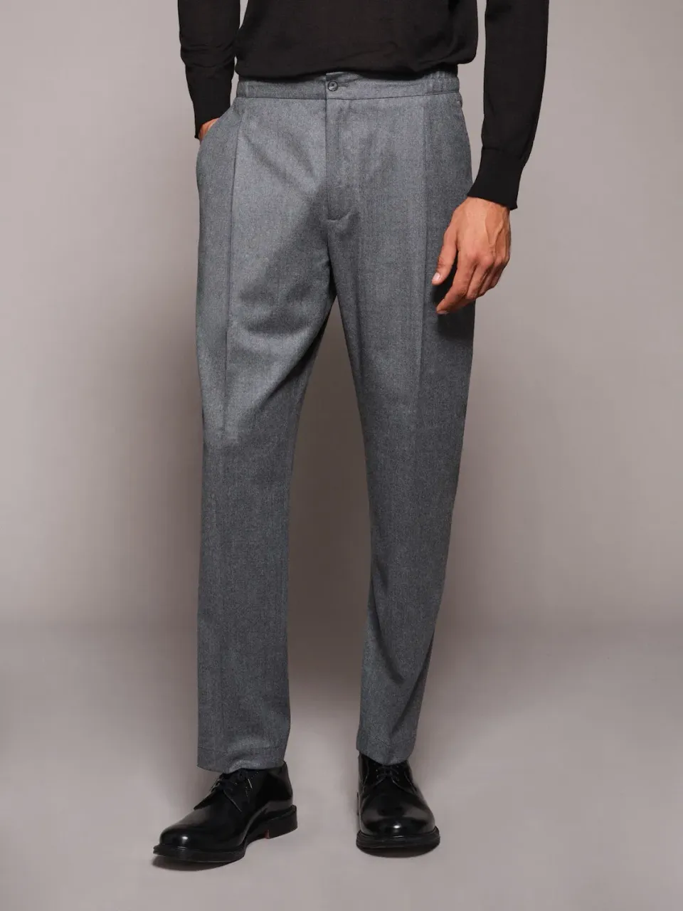 Caruso pantalone jogger fit flanella lana grigio