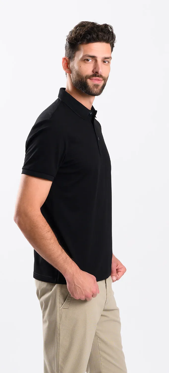 Alain Delon polo nera uomo slim fit in cotone