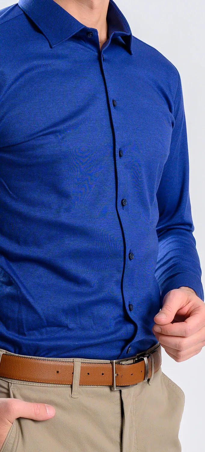 Alain Delon Royal Blue camicia elasticizzata blu royal