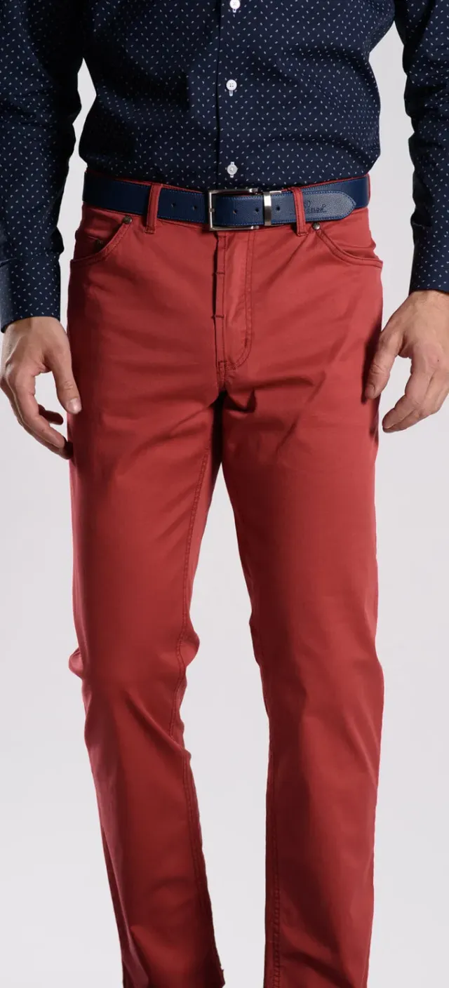 Alain Delon Pantaloni Rossi Uomo Cotone 34/34 Jeans