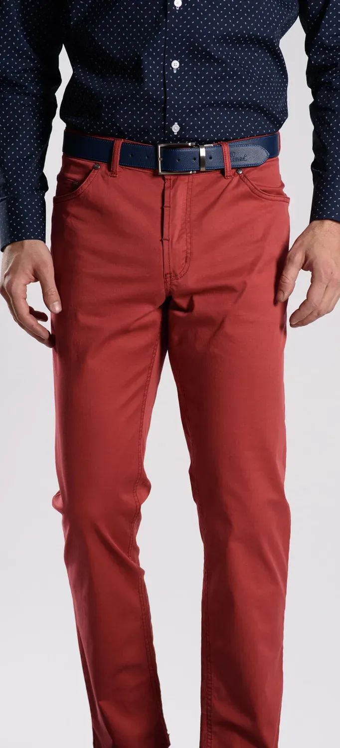 Alain Delon Pantaloni Rossi Uomo Cotone 34/34 Jeans